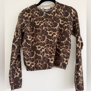 Zara Leopard Lightweight Knit Sweater